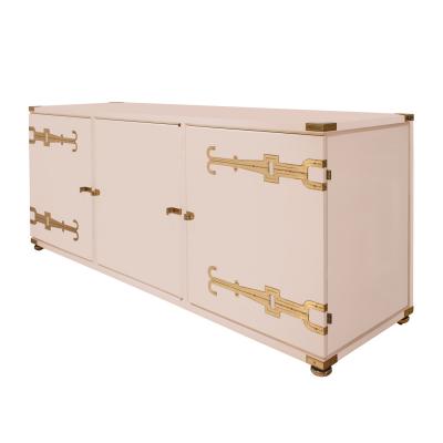 Tommi Parzinger Tommi Parzinger 3 Door Credenza with Iconic Engraved Brass Hardware 1950s