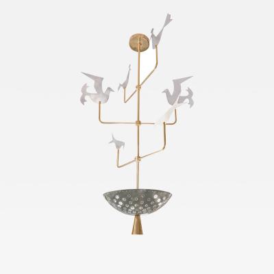 Tommi Parzinger Tommi Parzinger Attributed 3 Tier Bird Chandelier in Brass and Steel 1960s