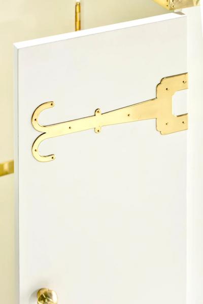 Tommi Parzinger Tommi Parzinger Bar Cabinet Lacquered in White Chocolate with Polished Brass