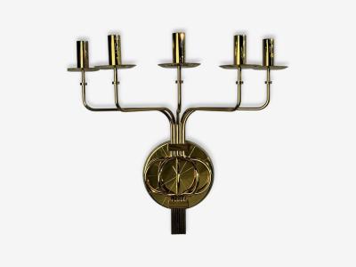 Tommi Parzinger Tommi Parzinger Candleholder Sconces Polished Brass Metal USA c 1955