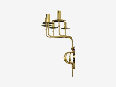 Tommi Parzinger Tommi Parzinger Candleholder Sconces Polished Brass Metal USA c 1955