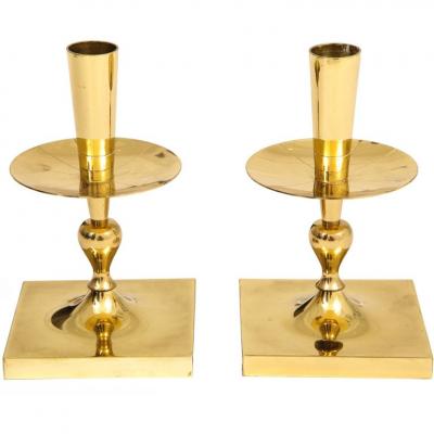 Tommi Parzinger Tommi Parzinger Candlesticks Brass Signed Dorlyn