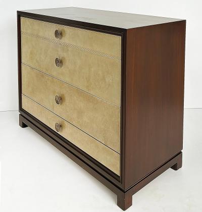 Tommi Parzinger Tommi Parzinger Charak Leather Clad Chests of Drawers Pair Circa 1950s