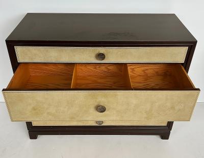 Tommi Parzinger Tommi Parzinger Charak Leather Clad Chests of Drawers Pair Circa 1950s