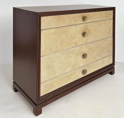 Tommi Parzinger Tommi Parzinger Charak Leather Clad Chests of Drawers Pair Circa 1950s