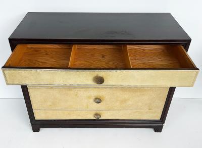 Tommi Parzinger Tommi Parzinger Charak Leather Clad Chests of Drawers Pair Circa 1950s