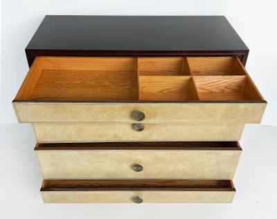 Tommi Parzinger Tommi Parzinger Charak Leather Clad Chests of Drawers Pair Circa 1950s