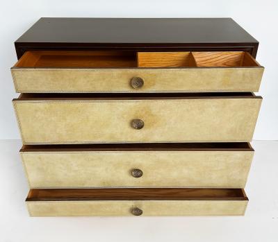Tommi Parzinger Tommi Parzinger Charak Leather Clad Chests of Drawers Pair Circa 1950s