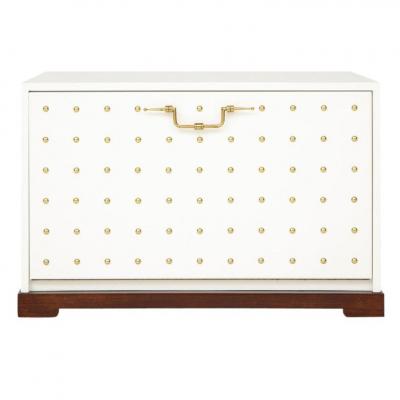 Tommi Parzinger Tommi Parzinger Chest White Lacquer Brass Studded