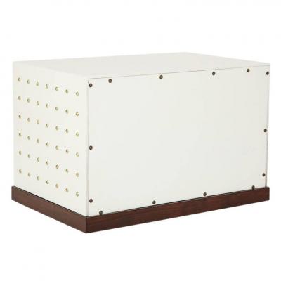 Tommi Parzinger Tommi Parzinger Chest White Lacquer Brass Studded