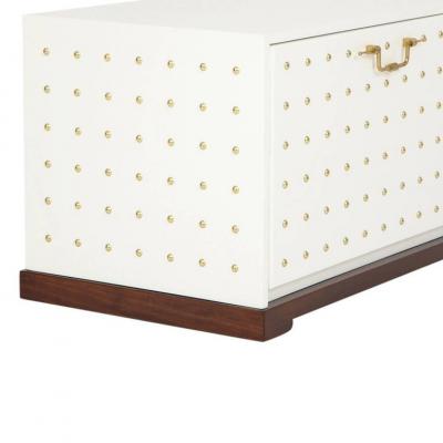 Tommi Parzinger Tommi Parzinger Chest White Lacquer Brass Studded