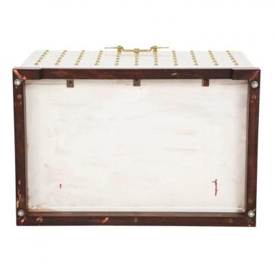 Tommi Parzinger Tommi Parzinger Chest White Lacquer Brass Studded