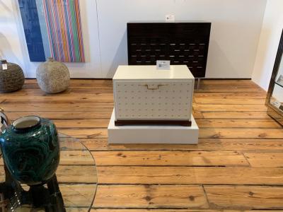 Tommi Parzinger Tommi Parzinger Chest White Lacquer Brass Studded