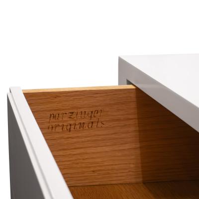 Tommi Parzinger Tommi Parzinger Chest of Drawers in White Lacquer with Brass Pulls 1950s Signed