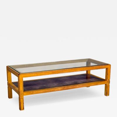 Tommi Parzinger Tommi Parzinger Coffee Table Bleached Mahogany Leather USA 1930s