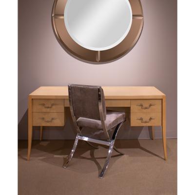 Tommi Parzinger Tommi Parzinger Desk in White Ash with Engraved Brass Pulls 1960s Signed 