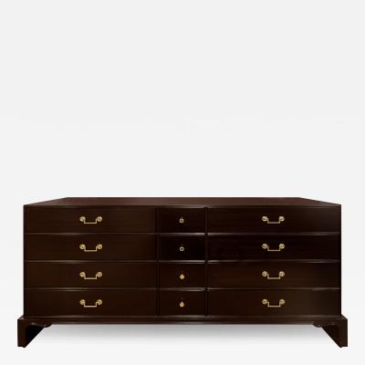 Tommi Parzinger Tommi Parzinger Elegant Chest Of Drawers with Brass Pulls 1940s Signed 