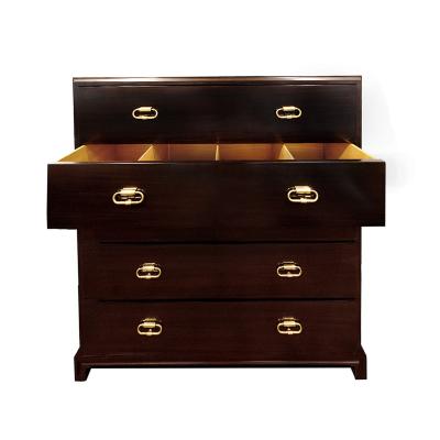 Tommi Parzinger Tommi Parzinger Elegant Chest of Drawers with Etched Brass Pulls 1950s Signed 