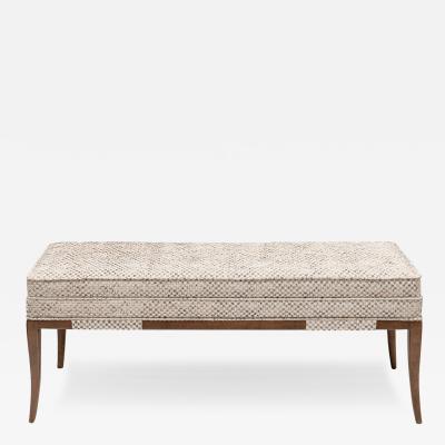 Tommi Parzinger Tommi Parzinger Elegant Upholstered Bench with Tapering Legs 1950s