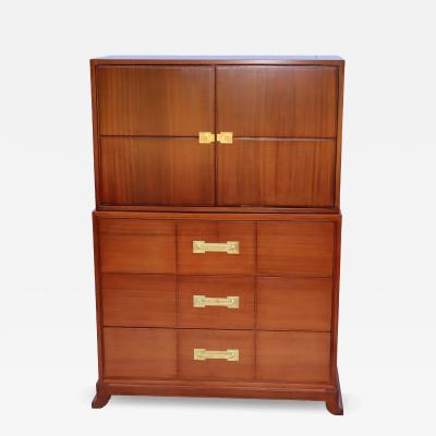 Tommi Parzinger Tommi Parzinger For Charak Modern Mahogany And Brass Tall Chest Of Drawers