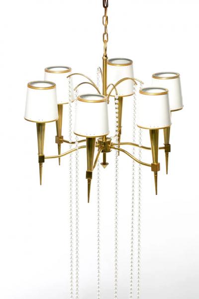 Tommi Parzinger Tommi Parzinger Hollywood Regency Chandelier of Flowing Crystals and Brass