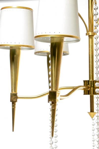 Tommi Parzinger Tommi Parzinger Hollywood Regency Chandelier of Flowing Crystals and Brass