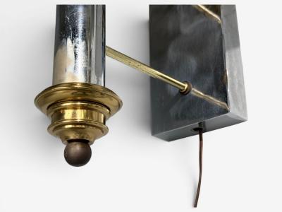 Tommi Parzinger Tommi Parzinger Large Wall Sconces Chromed Steel Brass Fabric USA 1950s