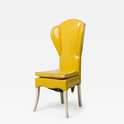 Tommi Parzinger Tommi Parzinger Mid Century American Yellow Vinyl Upholstered Wing Chair