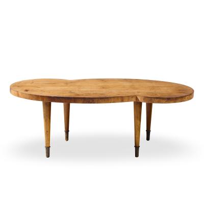 Tommi Parzinger Tommi Parzinger Mid Century Free Form Mahogany and Brass Curved Coffee Table
