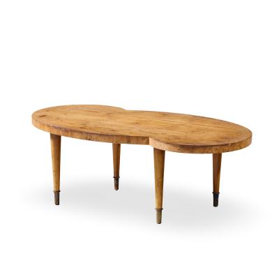 Tommi Parzinger Tommi Parzinger Mid Century Free Form Mahogany and Brass Curved Coffee Table