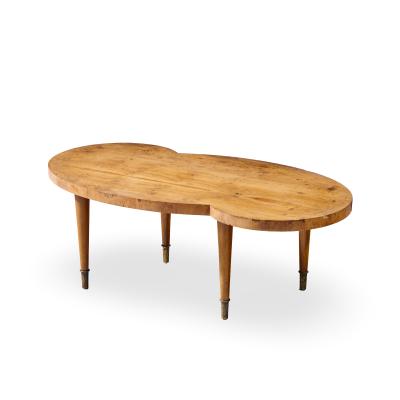 Tommi Parzinger Tommi Parzinger Mid Century Free Form Mahogany and Brass Curved Coffee Table