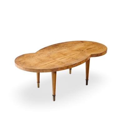 Tommi Parzinger Tommi Parzinger Mid Century Free Form Mahogany and Brass Curved Coffee Table