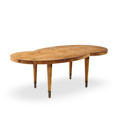 Tommi Parzinger Tommi Parzinger Mid Century Free Form Mahogany and Brass Curved Coffee Table