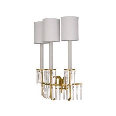 Tommi Parzinger Tommi Parzinger Pair of Rare and Important 3 Arm Sconces with Crystals 1950s