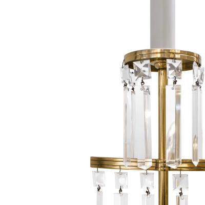 Tommi Parzinger Tommi Parzinger Pair of Rare and Important 3 Arm Sconces with Crystals 1950s