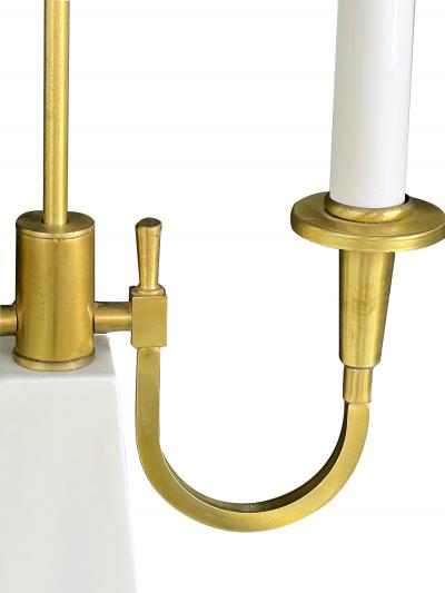 Tommi Parzinger Tommi Parzinger Style 1950s Two light Brass and Ceramic Bouilotte Lamp