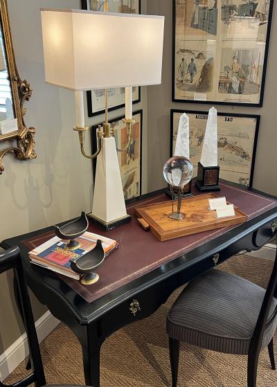 Tommi Parzinger Tommi Parzinger Style 1950s Two light Brass and Ceramic Bouilotte Lamp