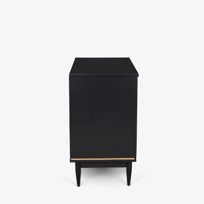 Tommi Parzinger Tommi Parzinger Style 4 Drawer Dresser in Ebony Lacquer Brass Pulls