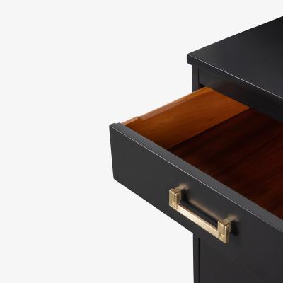 Tommi Parzinger Tommi Parzinger Style 4 Drawer Dresser in Ebony Lacquer Brass Pulls