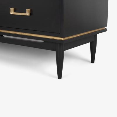 Tommi Parzinger Tommi Parzinger Style 4 Drawer Dresser in Ebony Lacquer Brass Pulls