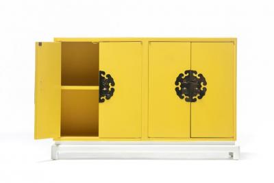 Tommi Parzinger Tommi Parzinger Style Hollywood Regency Yellow White Cabinet or Console