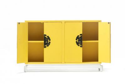 Tommi Parzinger Tommi Parzinger Style Hollywood Regency Yellow White Cabinet or Console