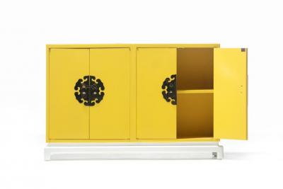 Tommi Parzinger Tommi Parzinger Style Hollywood Regency Yellow White Cabinet or Console
