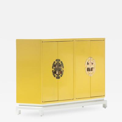 Tommi Parzinger Tommi Parzinger Style Hollywood Regency Yellow White Cabinet or Console