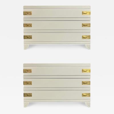 Tommi Parzinger Tommi Parzinger Style Mid Century Modern Cabinets White Paint Bronze