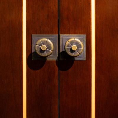 Tommi Parzinger Tommi Parzinger Superb Illuminated Bar Cabinet with Inlays 1950s Signed 