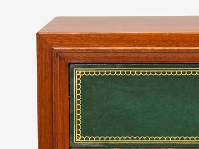 Tommi Parzinger Tommi Parzinger Wood Brass Green Leather Chests of Drawers USA 1950s