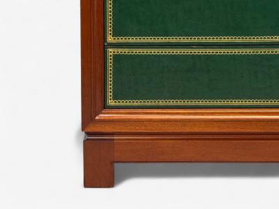 Tommi Parzinger Tommi Parzinger Wood Brass Green Leather Chests of Drawers USA 1950s
