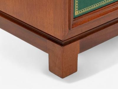 Tommi Parzinger Tommi Parzinger Wood Brass Green Leather Chests of Drawers USA 1950s