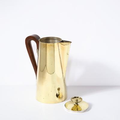 Tommi Parzinger Tommi Parzinger for Dorlyn Silversmiths Tea Service in Polished Brass Walnut